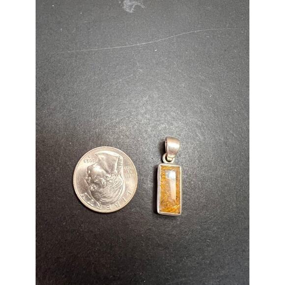 NEW Golden rutile quartz gemstone sterling silver pendant 3 grams - Picture 4 of 11